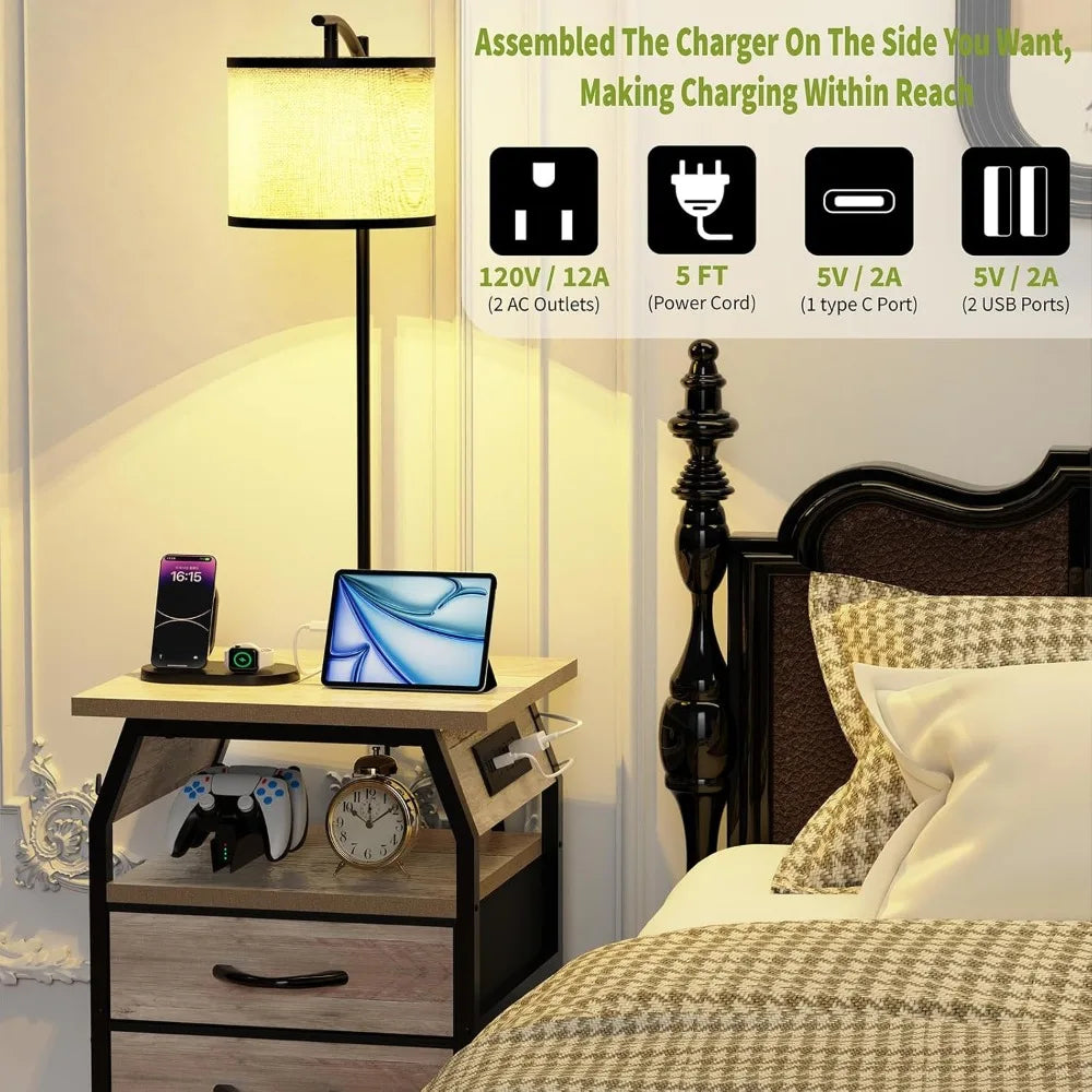 Floor Lamp With Table Set Of 2 End Tables With Lamps