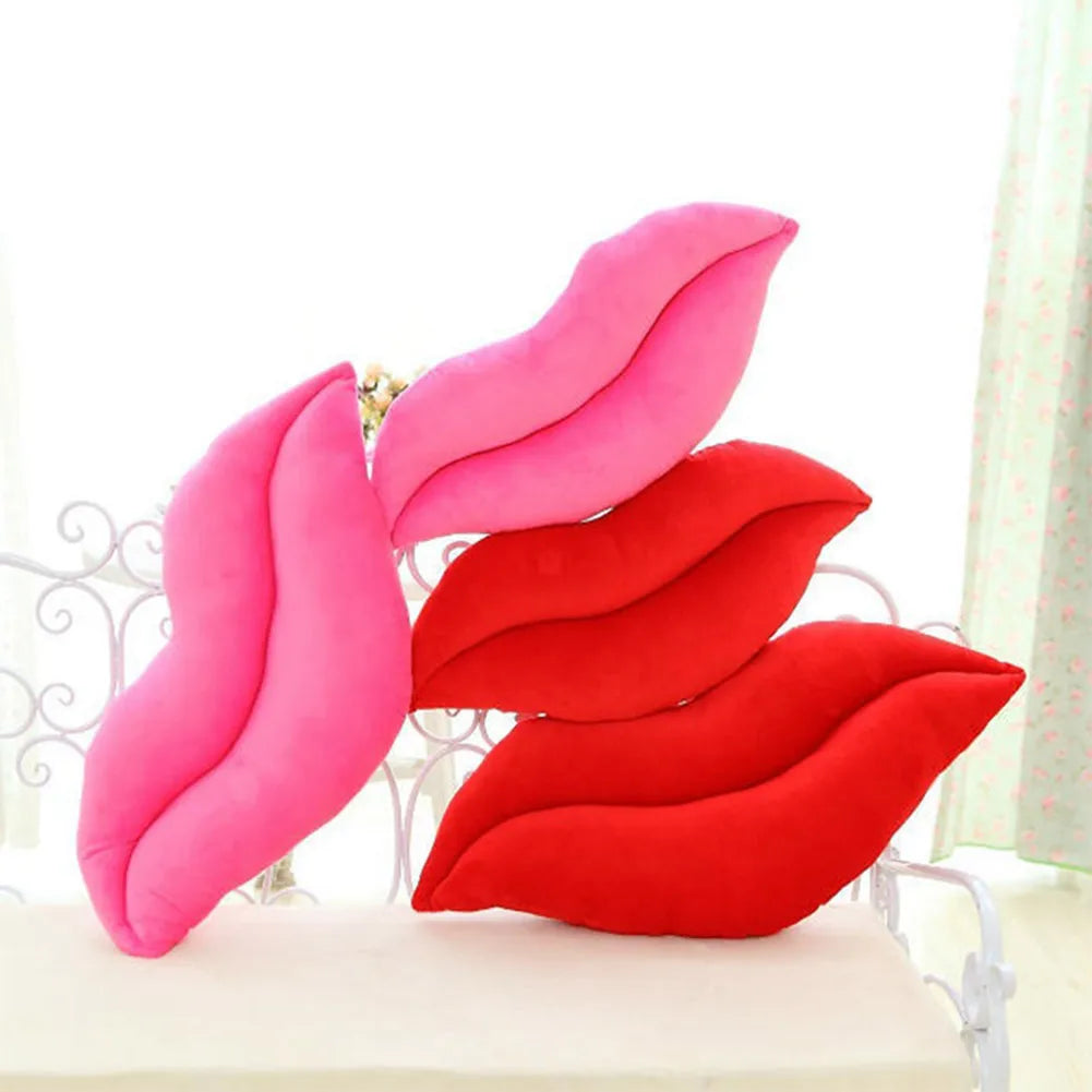 Fashion Soft Plush Lip Shaped Throw Pillow Cushion for Girlfriend Lover Pink Lips 30cm