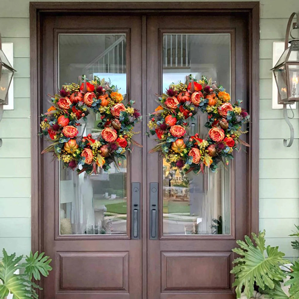 Autumn Harvest Pumpkin Wreath 45 to 50 cm Front Door Decor