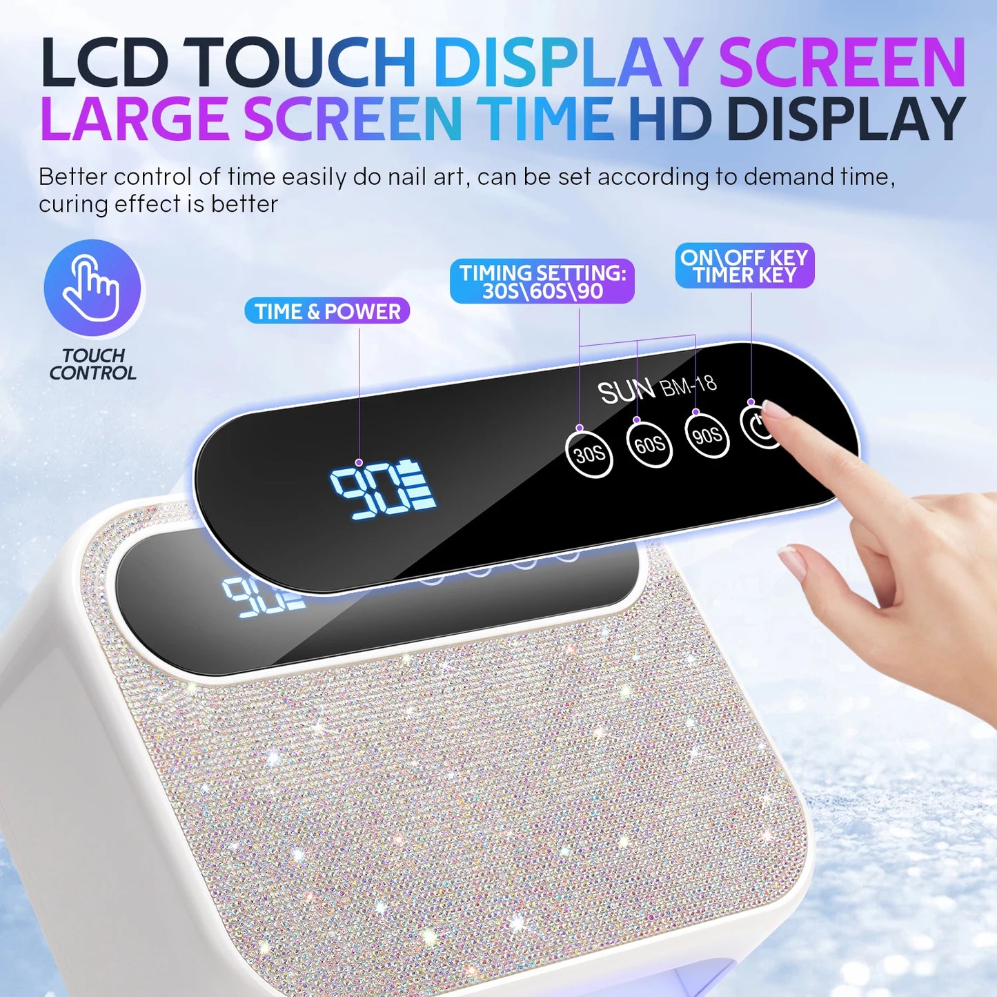 Rechargeable 168W Nail Dryer Lamp With Rhinestones Wireless 42LEDS Gel Polish Drying Machine Manicure Cordless UV LED Nail Lamp