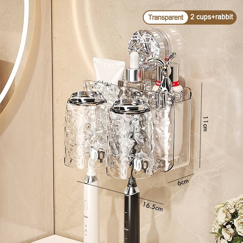 Glacier Pattern Wall Mounted Suction Cup Toothbrush Holder