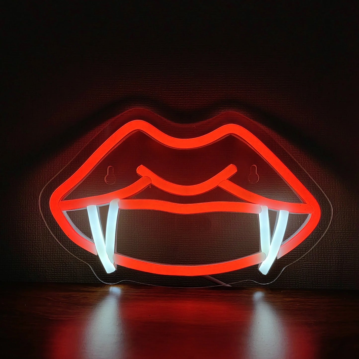 Neon Vampire Teeth Lips Logo LED Wall Sconce Gothic Light