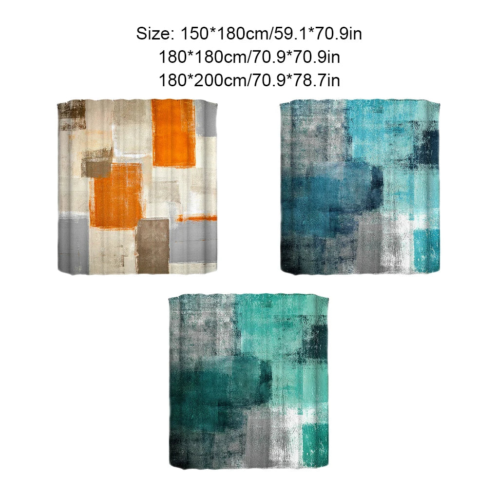 Privacy Shower Curtain Set Smooth Pull Rings Waterproof Polyester 180x180cm