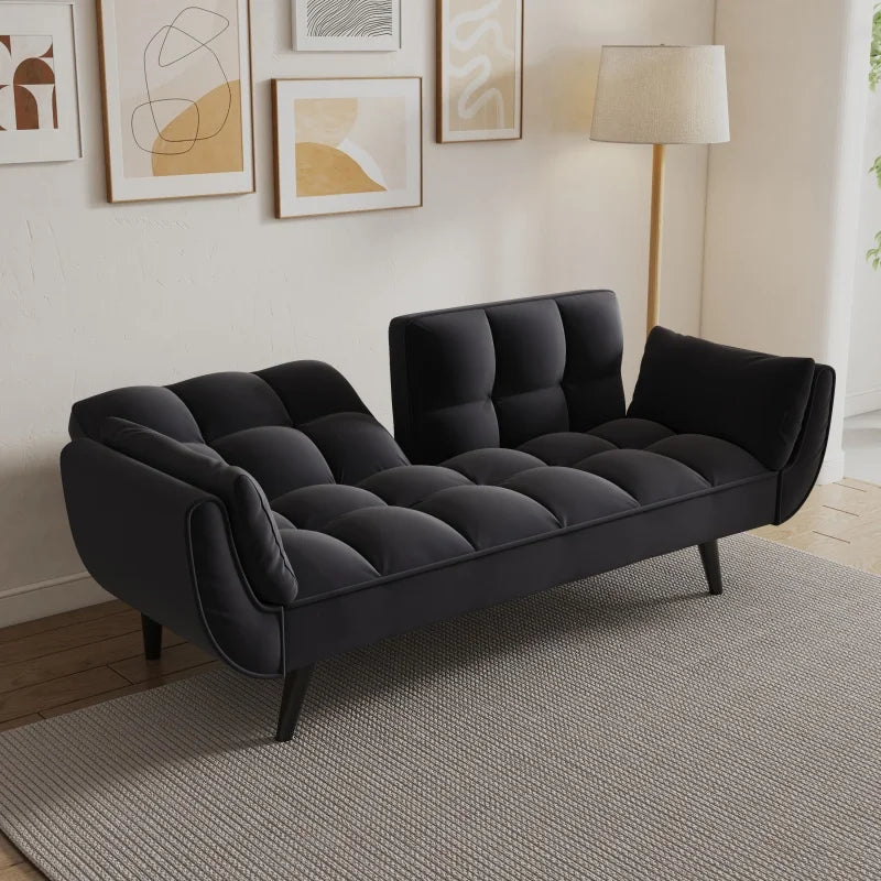 74 black sofa Soft two armrests throw pillow pillow comfortable fit apartment bedroom small space