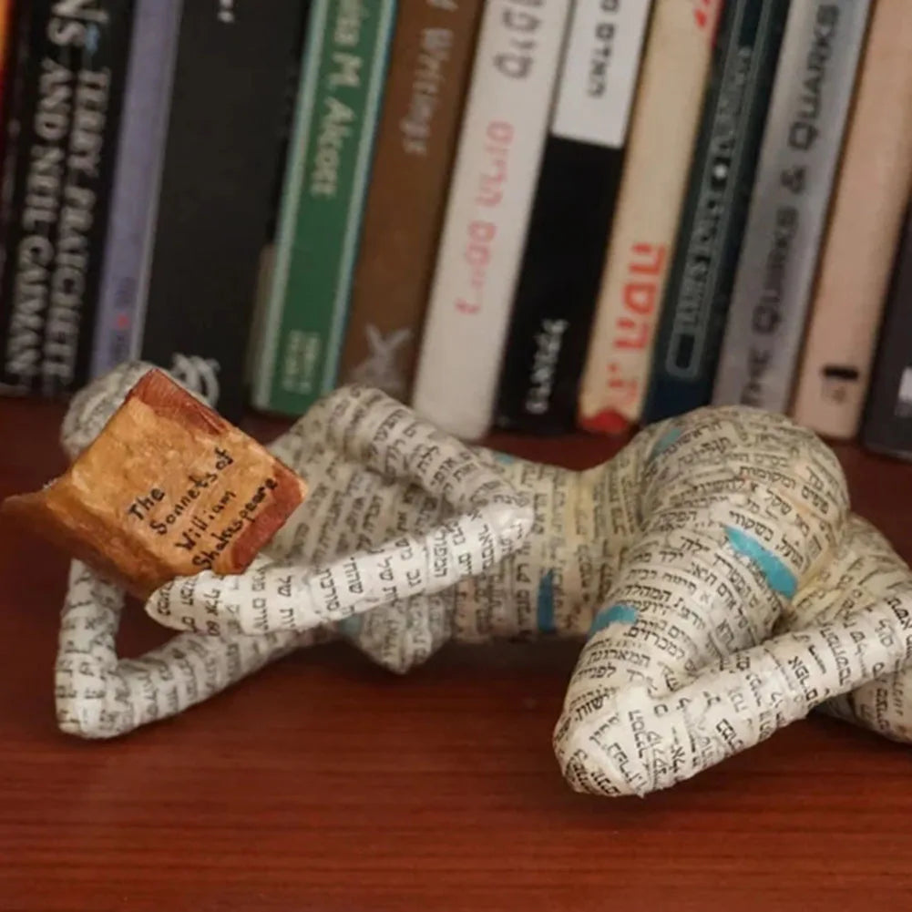 Reading Woman Statue Resin Sculptures Craft Home Room Desk Ornaments Decoration