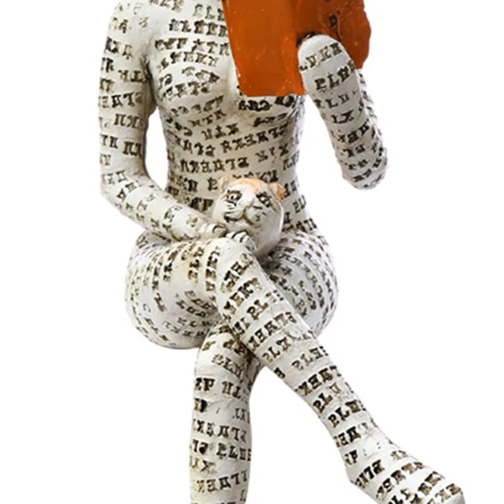 Reading Woman Statue Resin Sculptures Craft Home Room Desk Ornaments Decoration