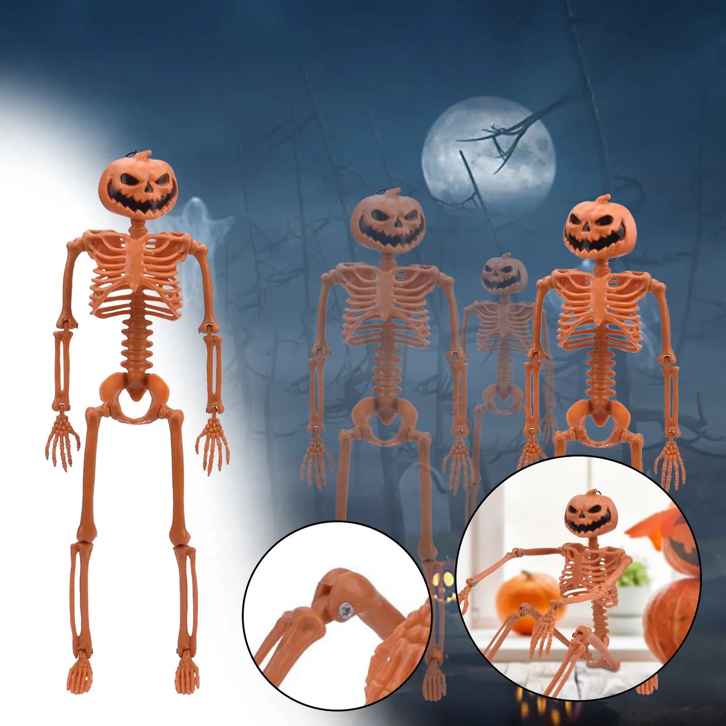 Poseable Halloween Skeleton Life Size Prop For Party Decor