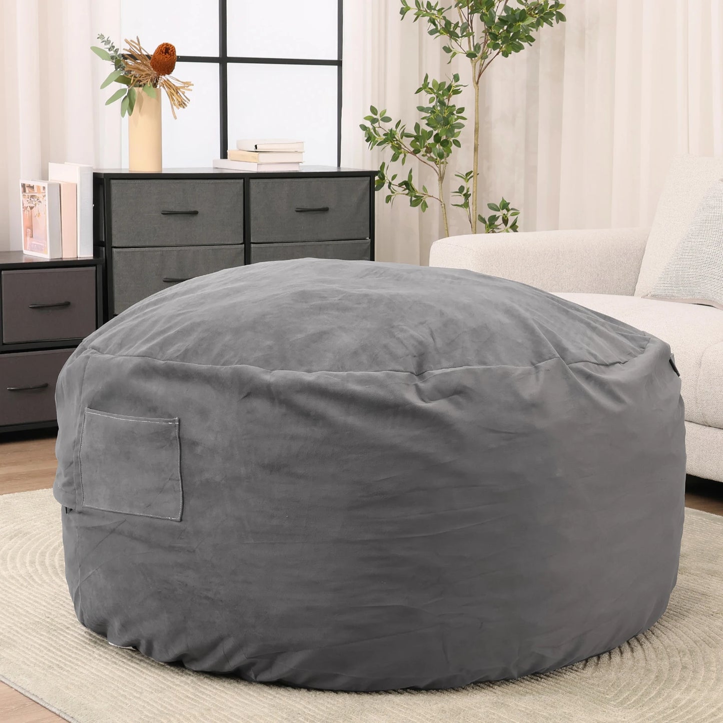 Oversized Bean Bag Chair For Gaming And Reading With Foam Filled Removable Cover