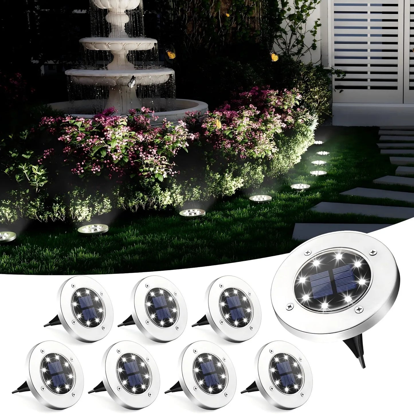 4 Or 8 Pack Solar Lights Outdoor LED Landscape For Garden Pathway Cool White