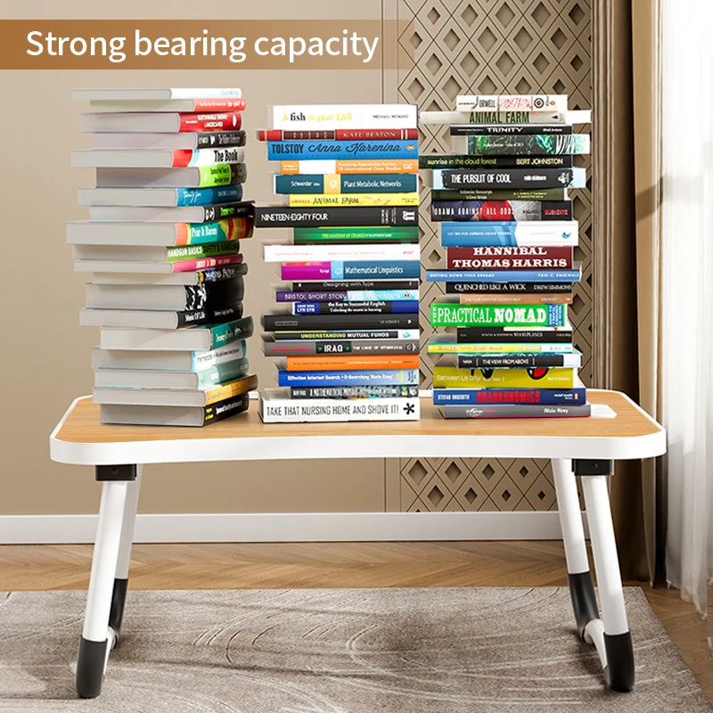 Foldable Laptop Desk With Usb Light Tablet Slot Cup Holder