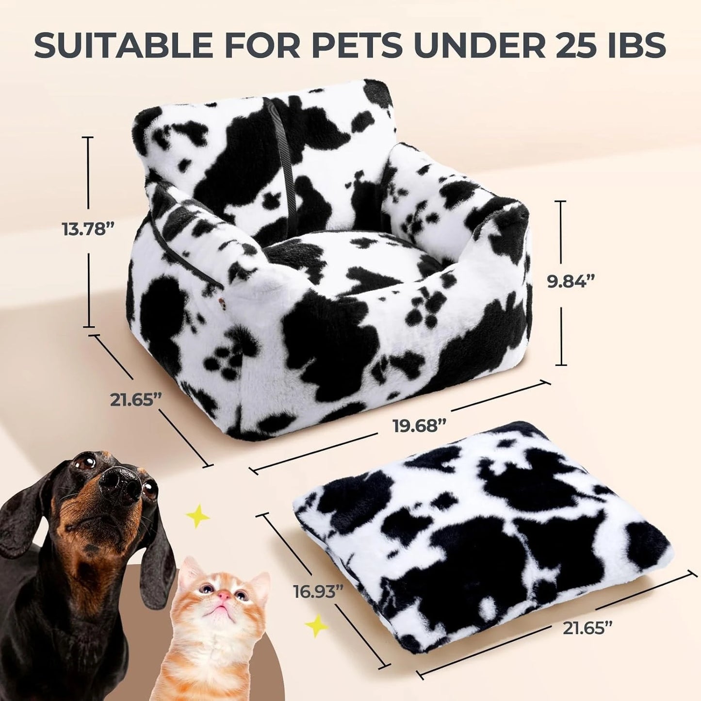 Dog Car Seat for Small Dogs Detachable and Washable Cat Car Seats Under 25 Pounds Soft Pet Booster Seats with Storage Pockets
