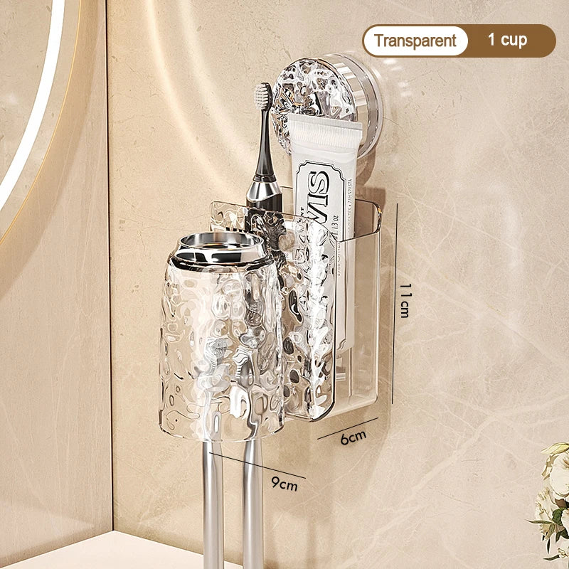 Glacier Pattern Wall Mounted Suction Cup Toothbrush Holder