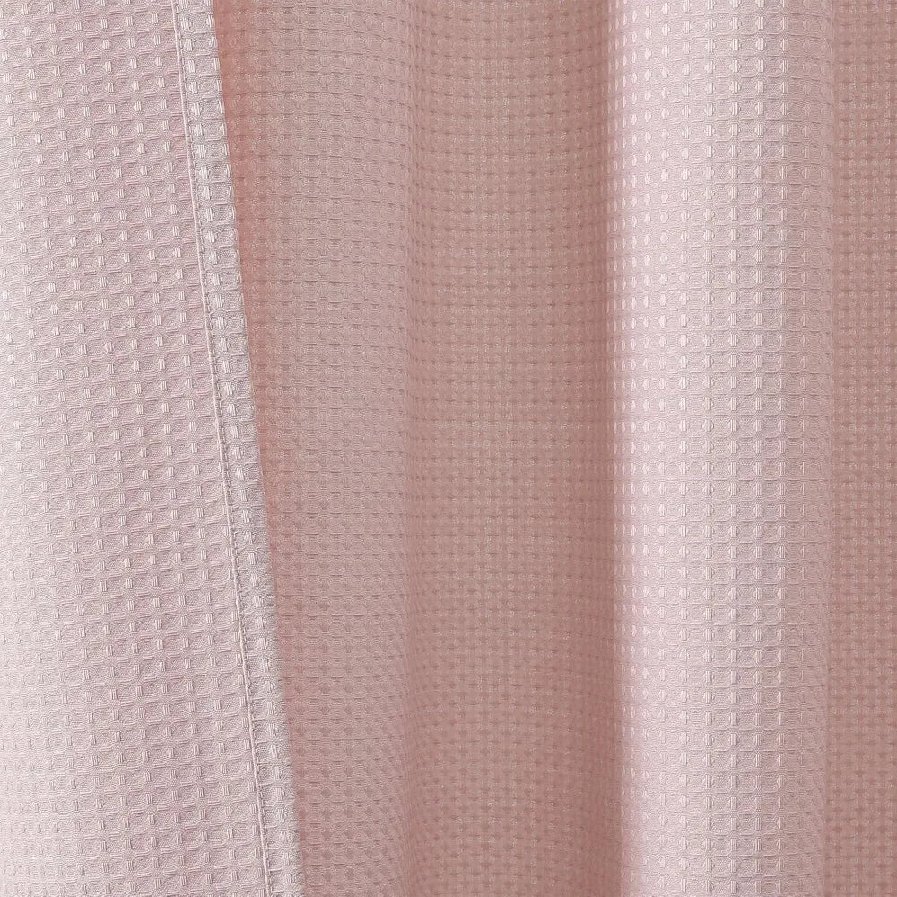 Blush Pink Waffle Shower Curtain Set Heavy Duty 230GSM