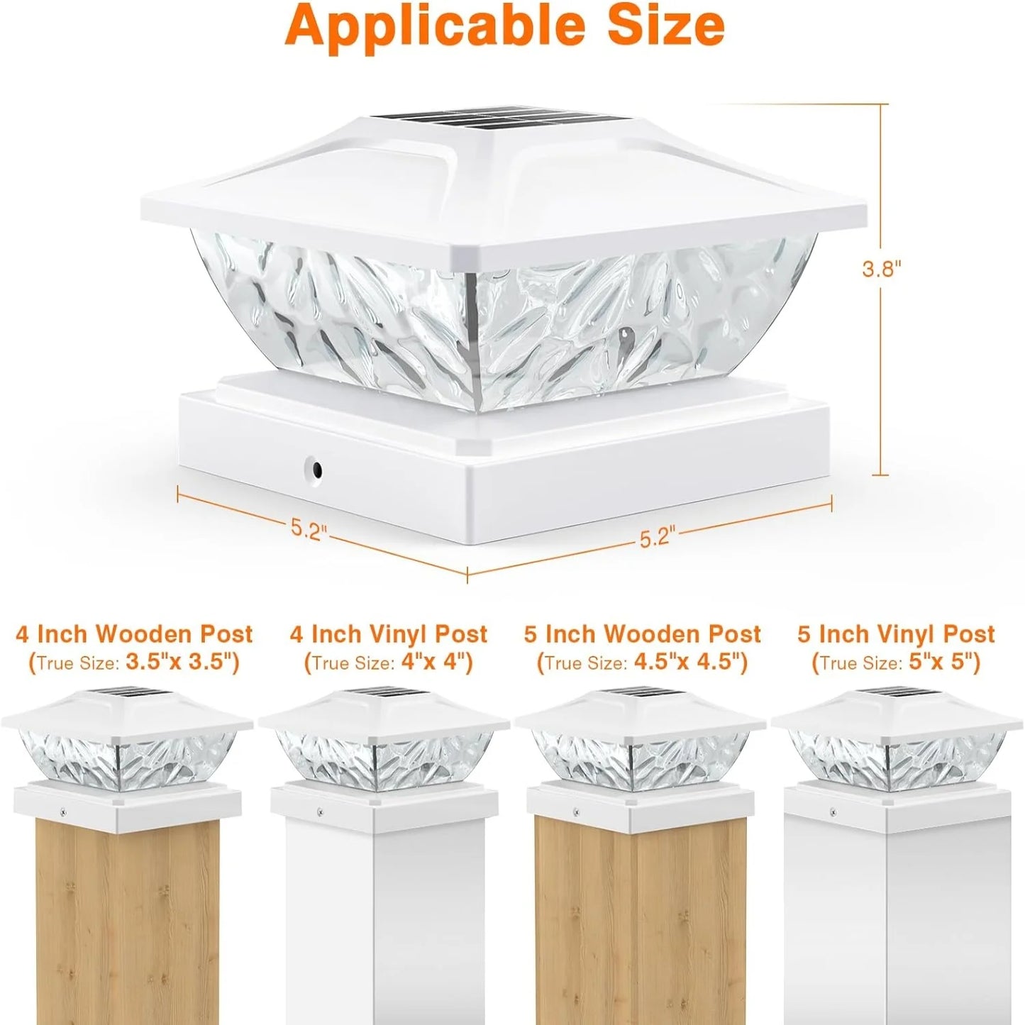 Solar Powered Post Lights Two Mode Bright White 4X4 Posts