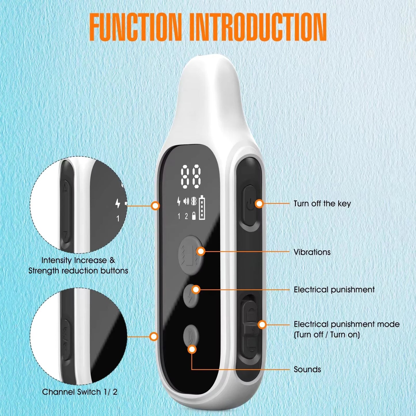 800 Meter Digital Dog Training Collar Waterproof Rechargeable Remote Control Pet with LCD Display for All Sizes Shock Vibration Sound