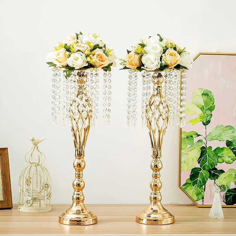 Gold Metal Flower Vase Centerpiece For Wedding Venue Decor