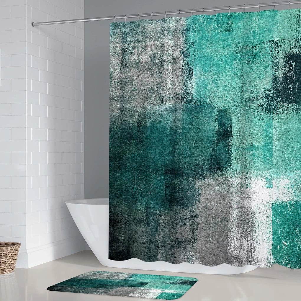 Privacy Shower Curtain Set Waterproof Extra Thick 180x180 cm