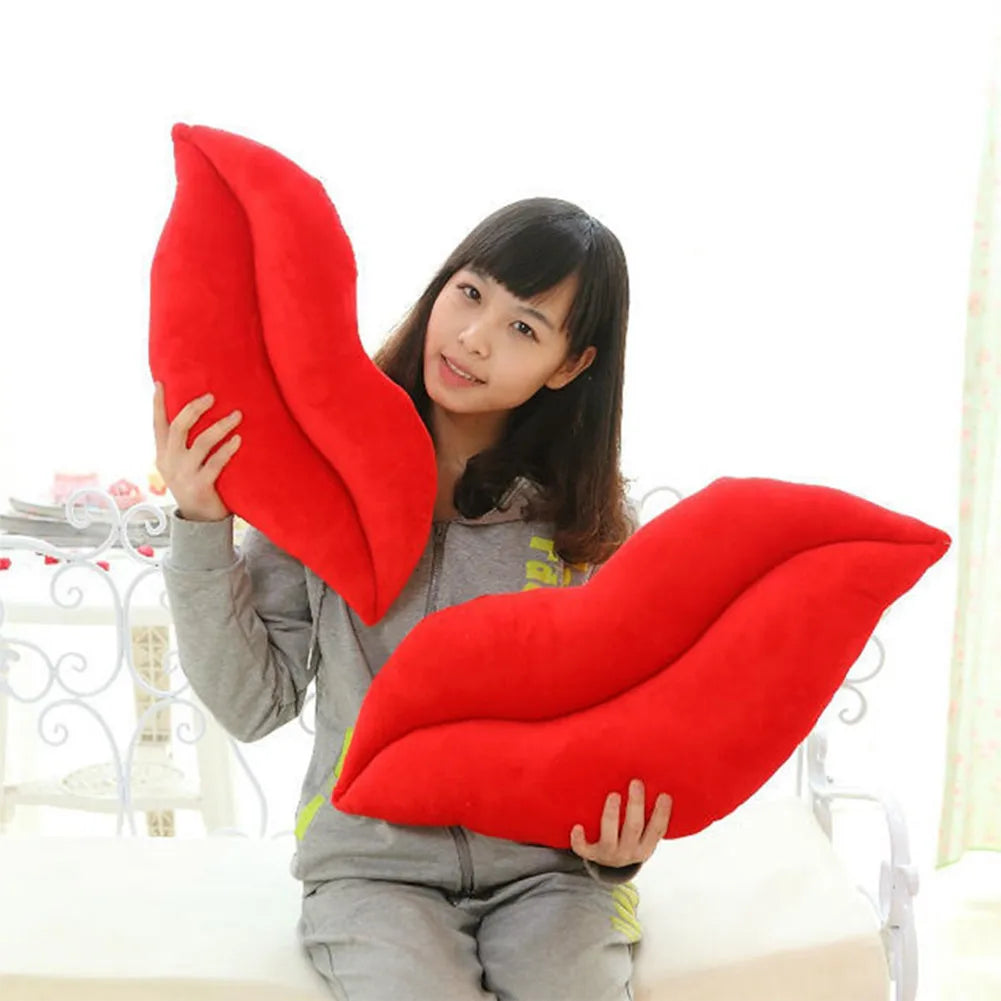 Fashion Soft Plush Lip Shaped Throw Pillow Cushion for Girlfriend Lover Pink Lips 30cm