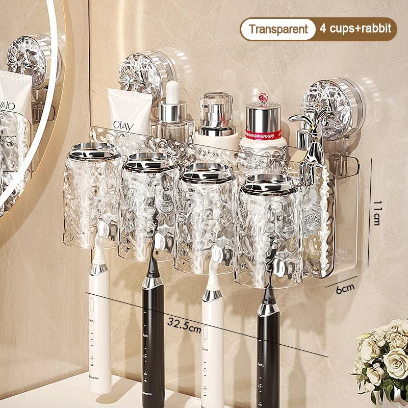 Glacier Pattern Wall Mounted Suction Cup Toothbrush Holder