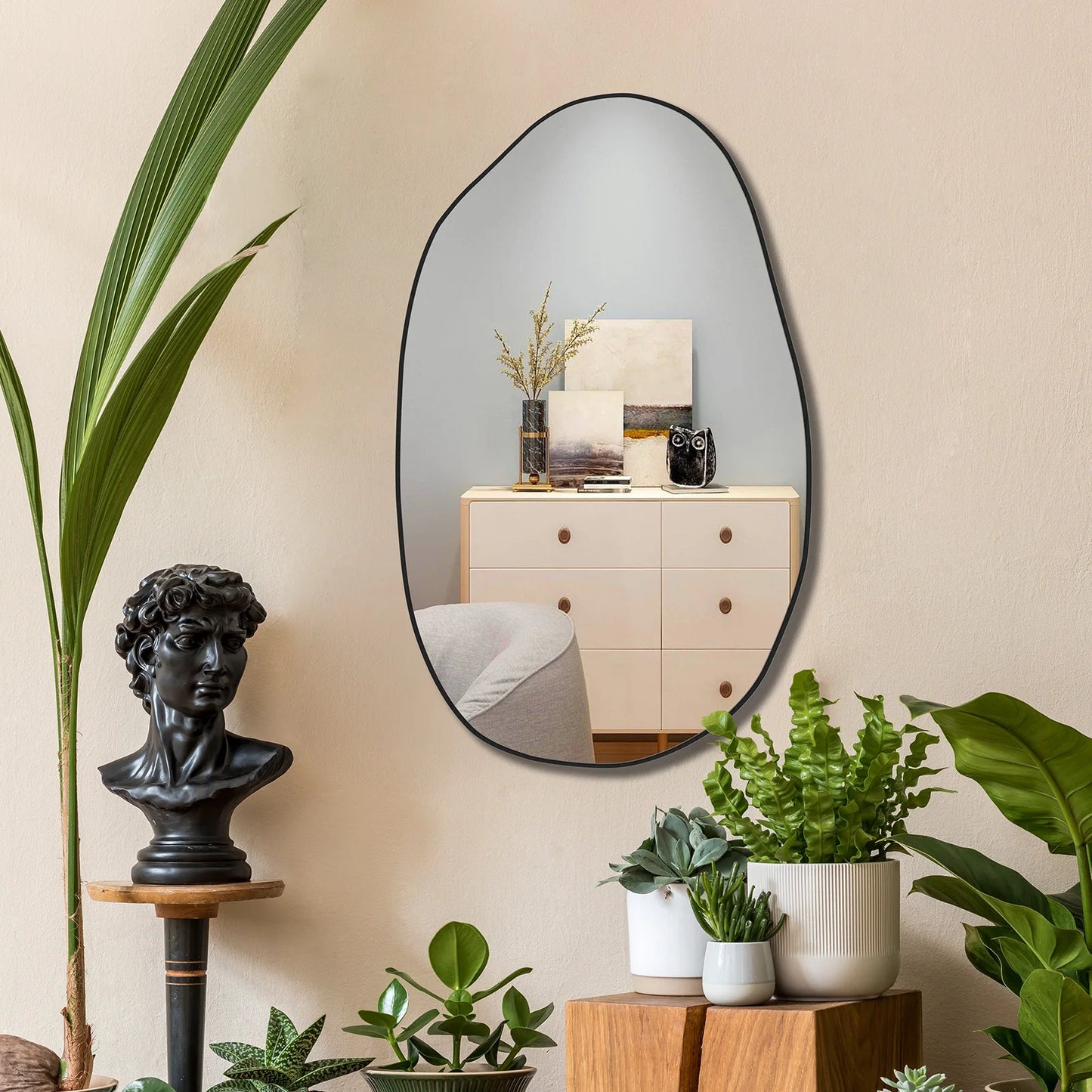 CASSILANDO Irregular Wall Mirror, Asymmetrical Mirror Wall Mounted, Unique Vanity Mirror,Shaped Dressing Mirror Decorative for L