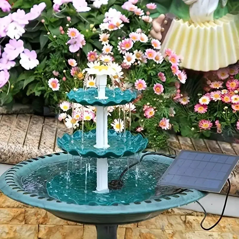 3 Tier Solar Bird Bath Fountain With Two And A Half Watt Pump DIY Detachable