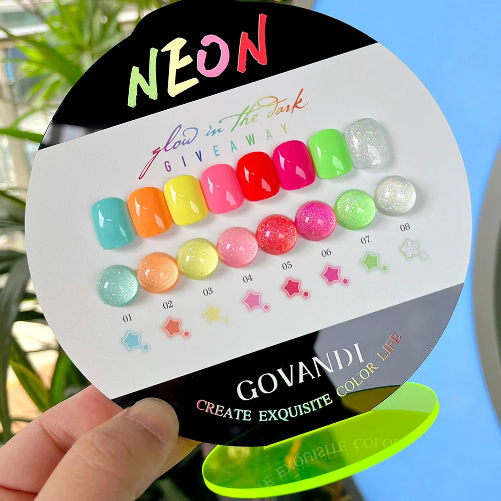 Fluorescent Glow In Dark Gel Nail Polish Set With Color Display Neon UV LED Nails Gel Soak Off Gel Varnish Luminous Nail Art Gel