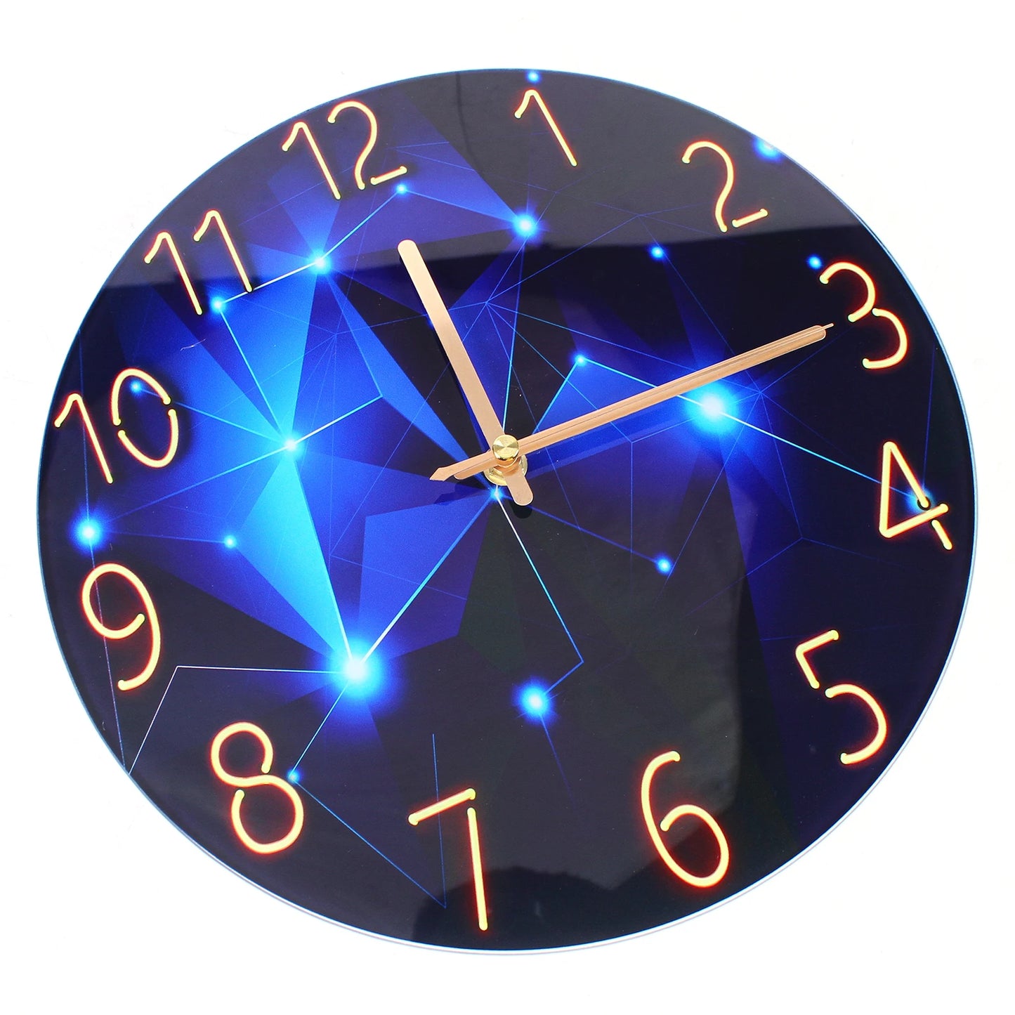 12 Inch Silent Blue Diamond Round Wall Clock Modern Decor