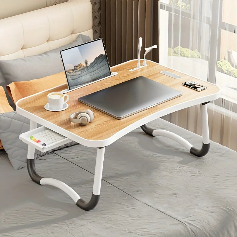 Foldable Laptop Desk With Usb Light Tablet Slot Cup Holder