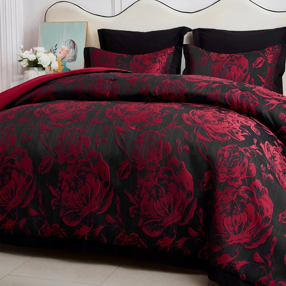 7 Piece Queen Comforter Set Jacquard Seersucker Floral