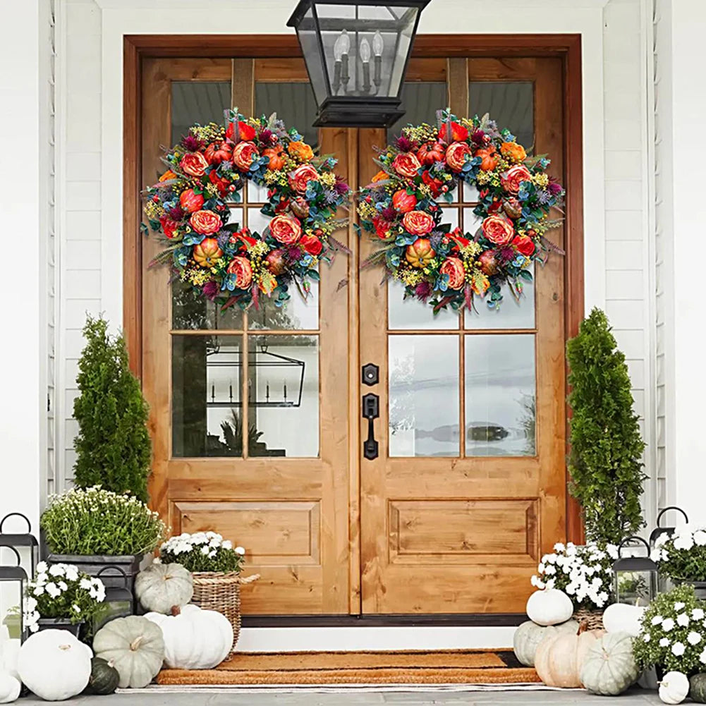 Autumn Harvest Pumpkin Wreath 45 to 50 cm Front Door Decor
