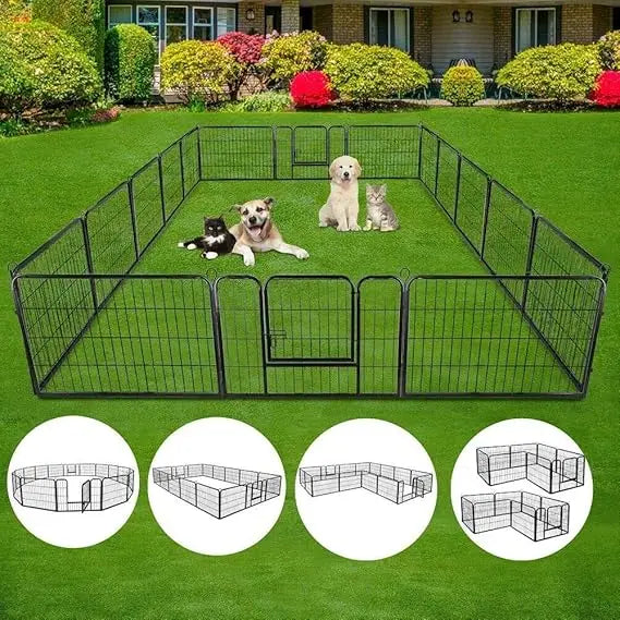 16 Panels Metal Dog Playpen 48 Inch Height Foldable Doors