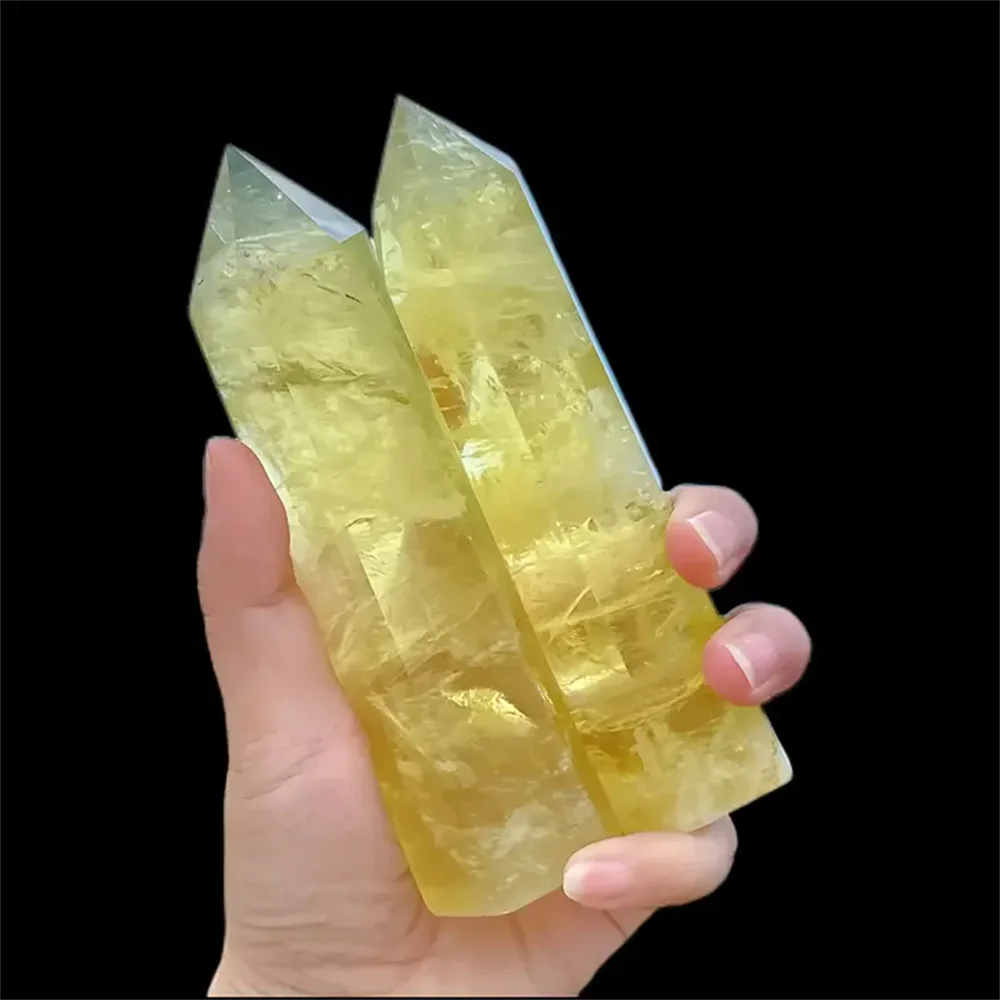 1pc Natural crystal yellow quartz column, yellow quartz rod, beautiful home decoration pyramid