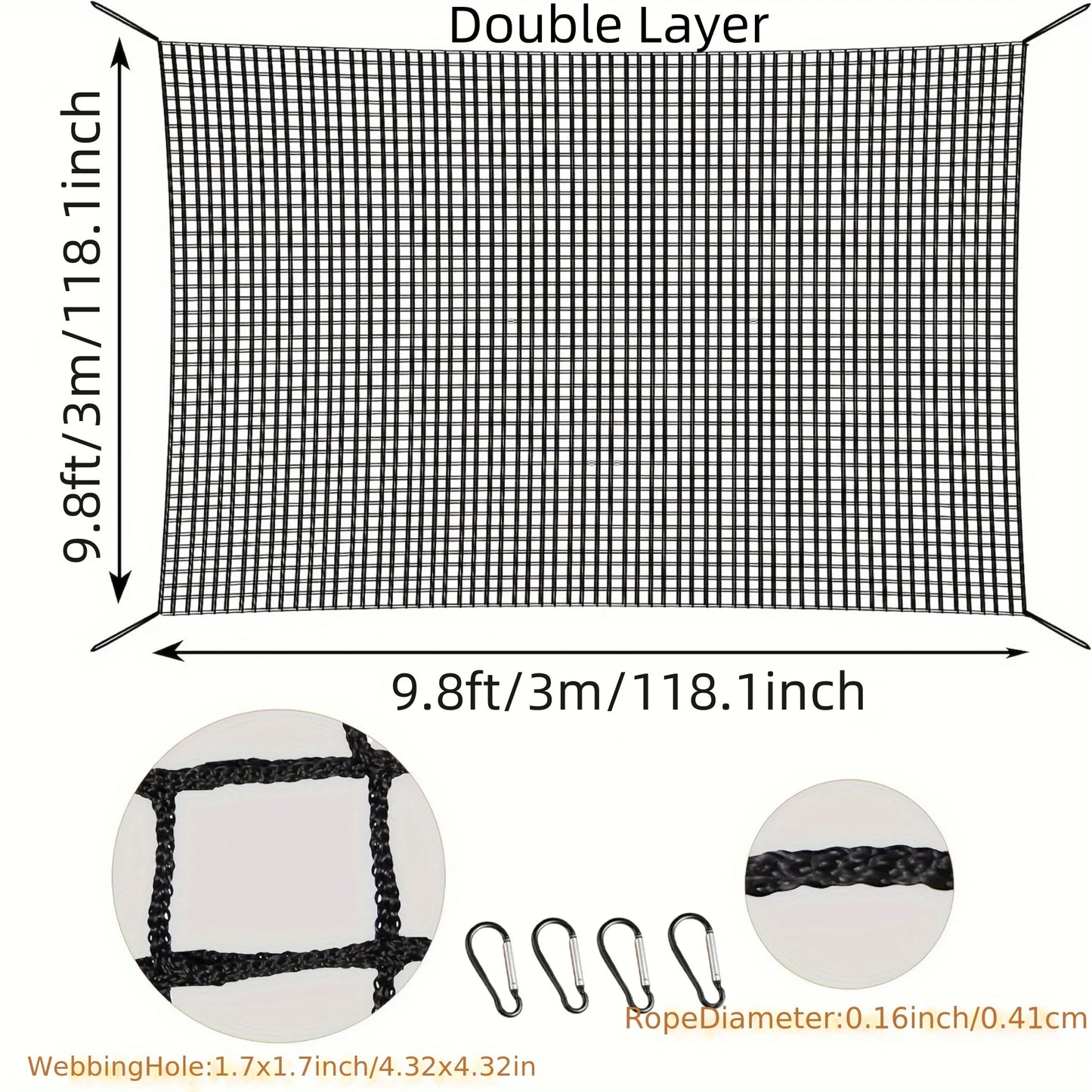 Safety Net, Climbing Cargo Net, Playground Safety Net, Back Yard net, Treehouse Accessories Outdoor Equipment Set Double Layers