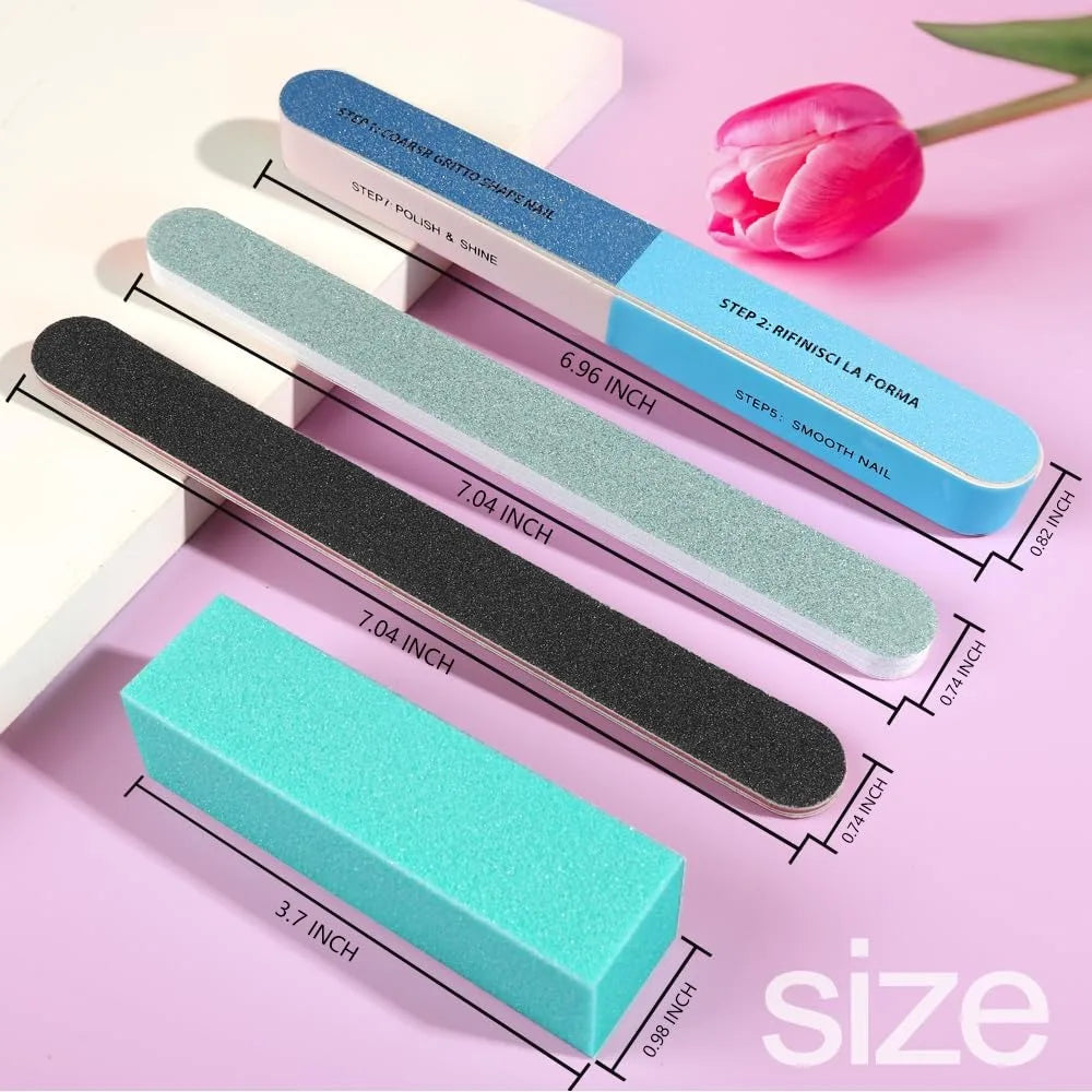 Nail File and Buffer Set 8 Colorful Blocks 100 180 Grit
