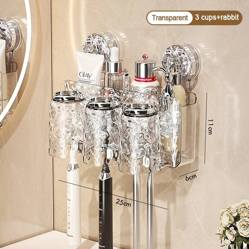 Glacier Pattern Wall Mounted Suction Cup Toothbrush Holder