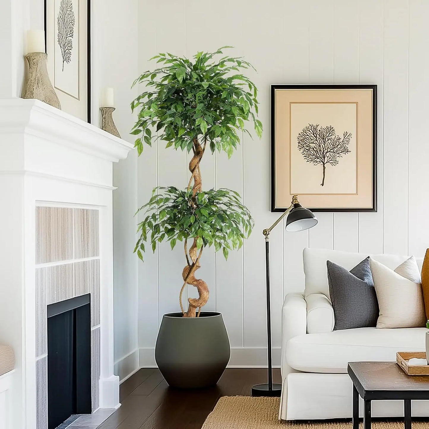 Ficus Tree Artificial Indoor Plant In White Pot 4ft 5ft 6ft