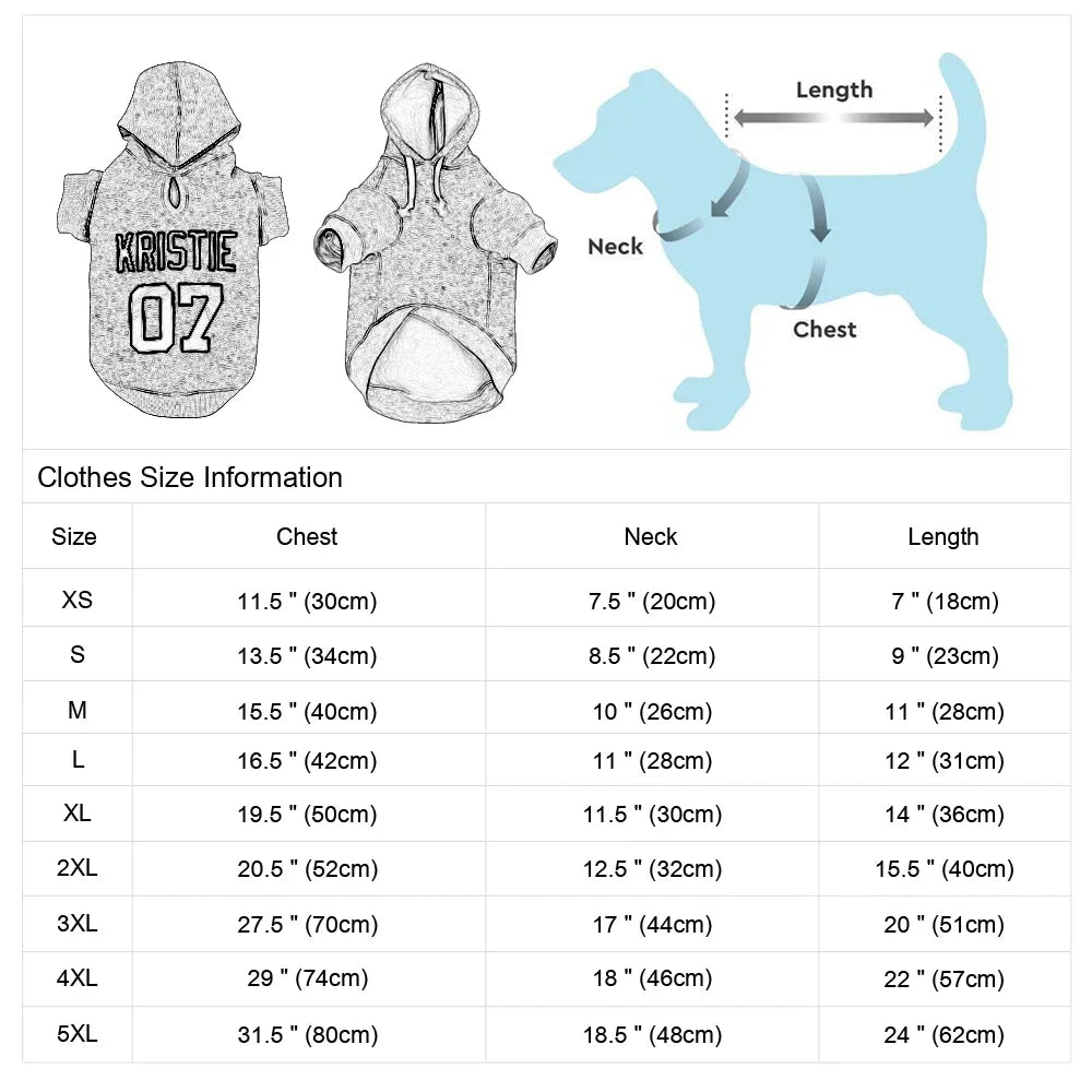 Custom Dog Hoodies Personalized Pet Name Clothing For Sizes