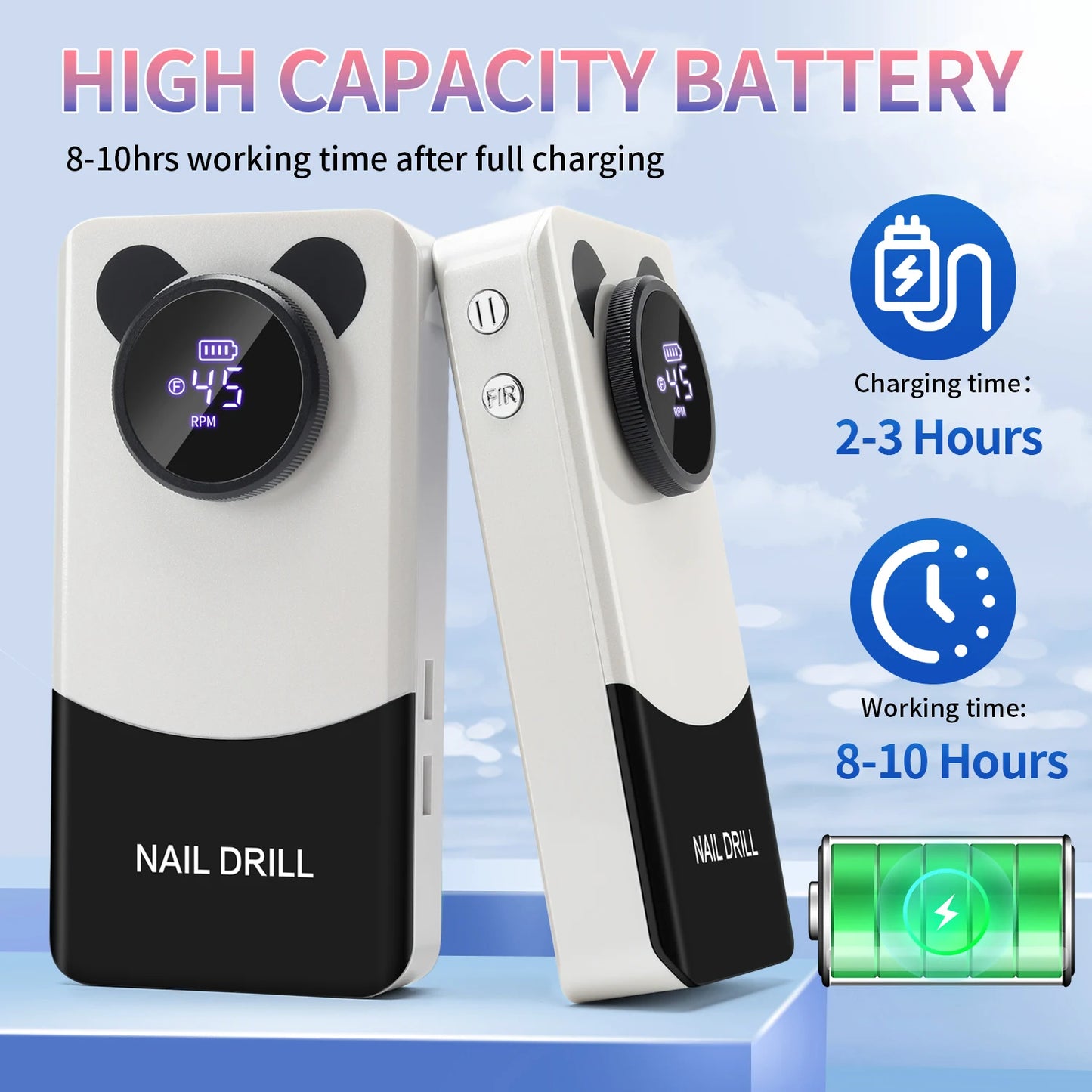 High Speed 45000RPM Professional Nail Drill Machine Rechargeable Low Noise Nail Sander File For Manicure Home Salon Tool