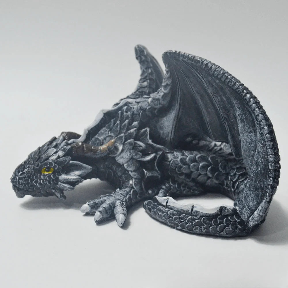 Black Dragon Resin Statue Gothic Dragon Garden Decor