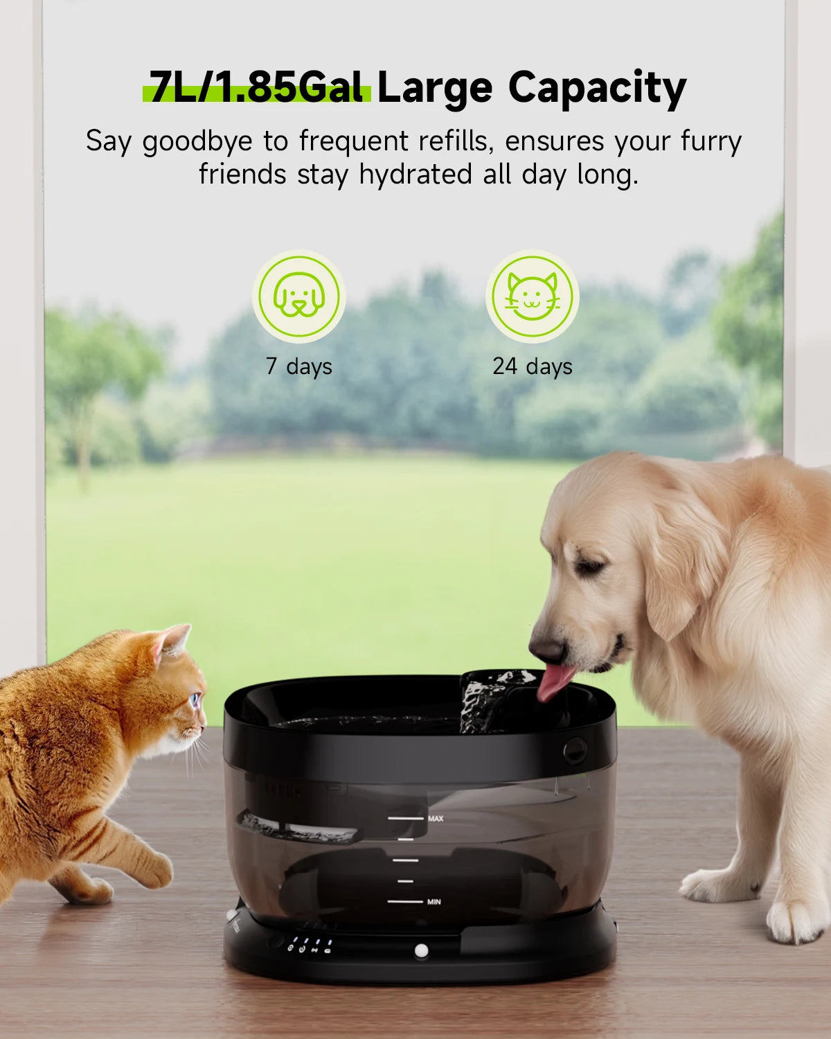 APETDOLA 7L Wireless Dog Cat Water Fountain Auto Sensor