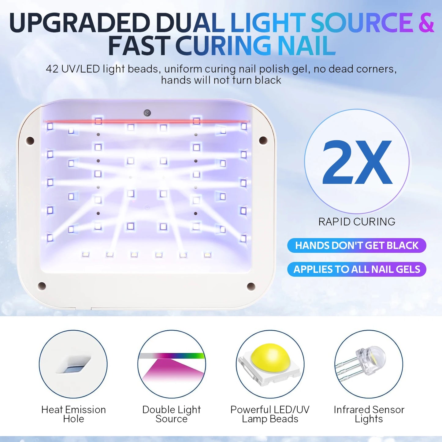 Rechargeable 168W Nail Dryer Lamp With Rhinestones Wireless 42LEDS Gel Polish Drying Machine Manicure Cordless UV LED Nail Lamp