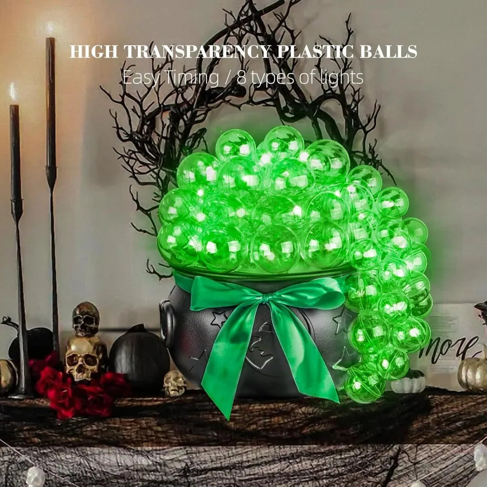 Green Light Witch Cauldron Bubble Decor for Halloween