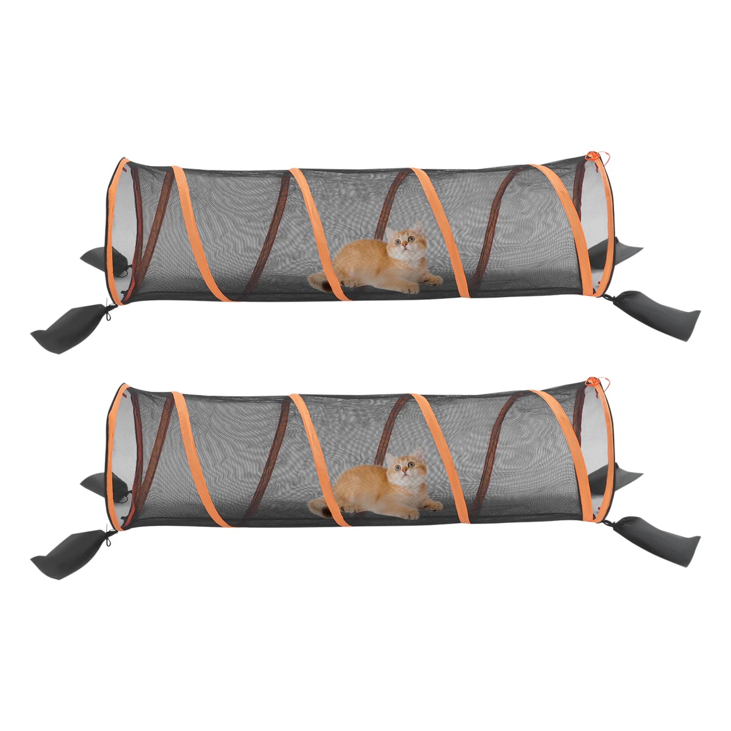 2pcs Foldable Cat Play Tunnel Pet Mesh Channel for Cats and Small Dogs