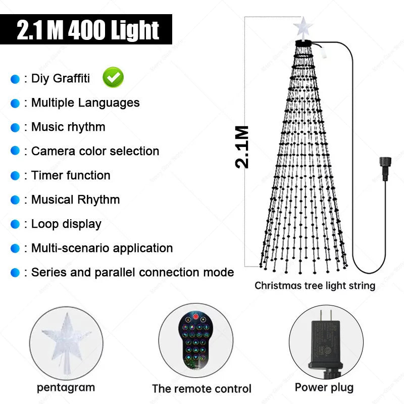 1.8 To 2.1M Smart RGB Fairy String Lights BT App Control For Christmas Tree