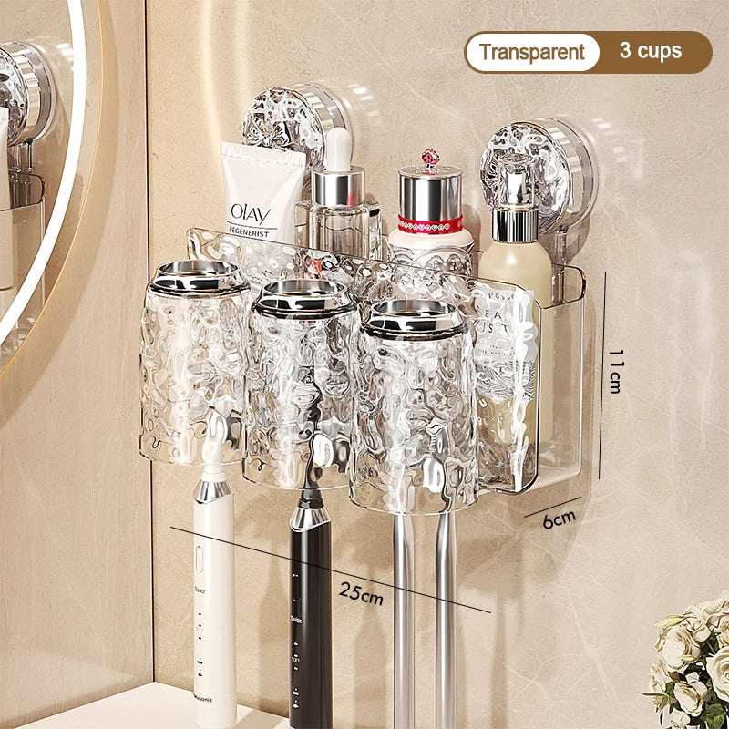 Glacier Pattern Wall Mounted Suction Cup Toothbrush Holder
