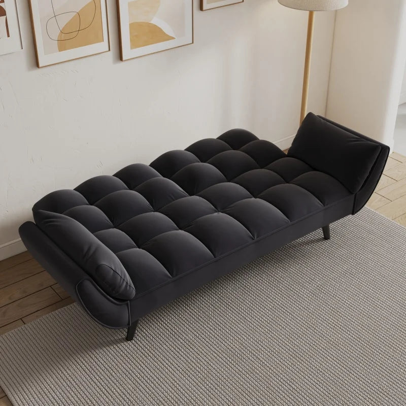 74 black sofa Soft two armrests throw pillow pillow comfortable fit apartment bedroom small space