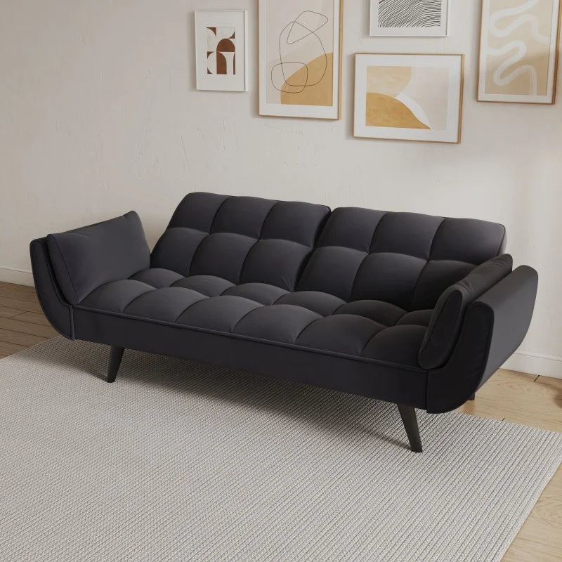 74 black sofa Soft two armrests throw pillow pillow comfortable fit apartment bedroom small space