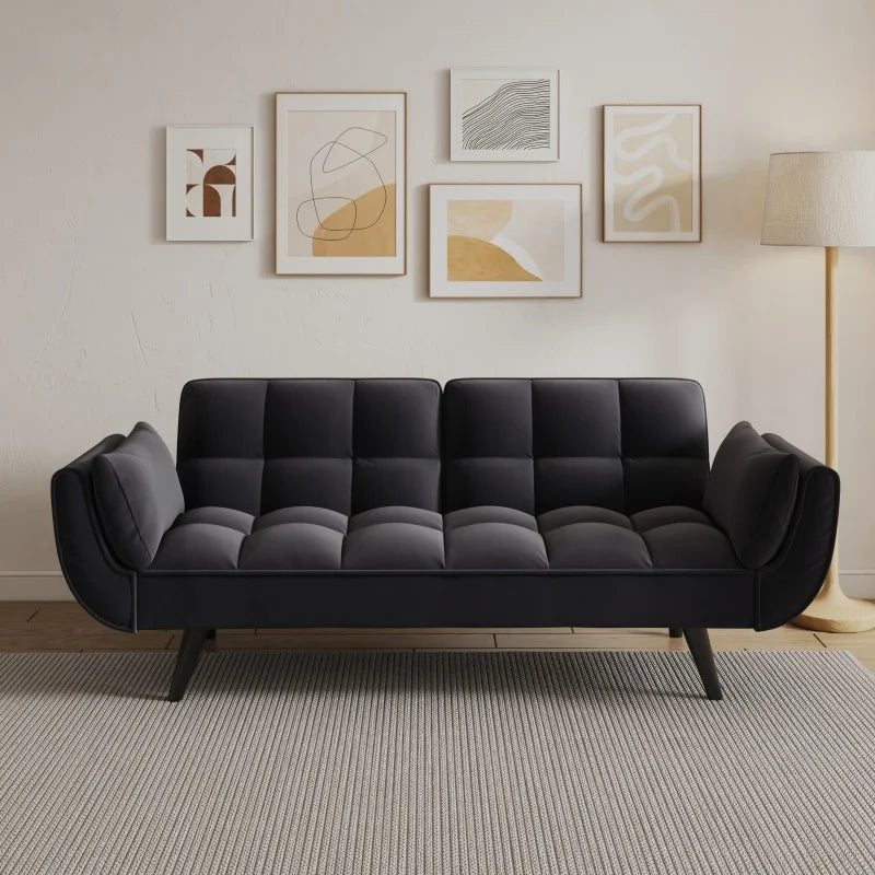 74 black sofa Soft two armrests throw pillow pillow comfortable fit apartment bedroom small space