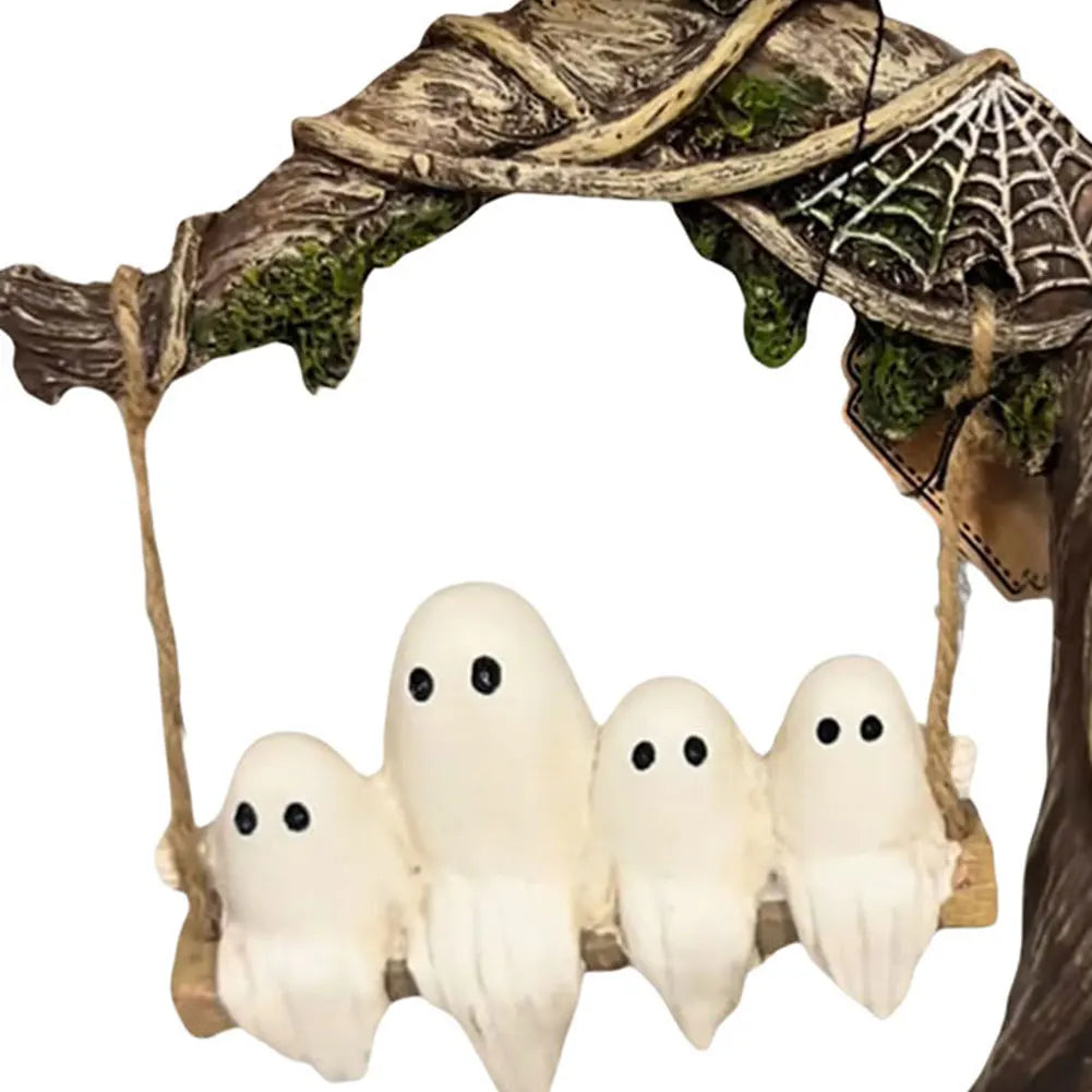 Halloween White Ghost Swing Decor Centerpiece For Tabletop