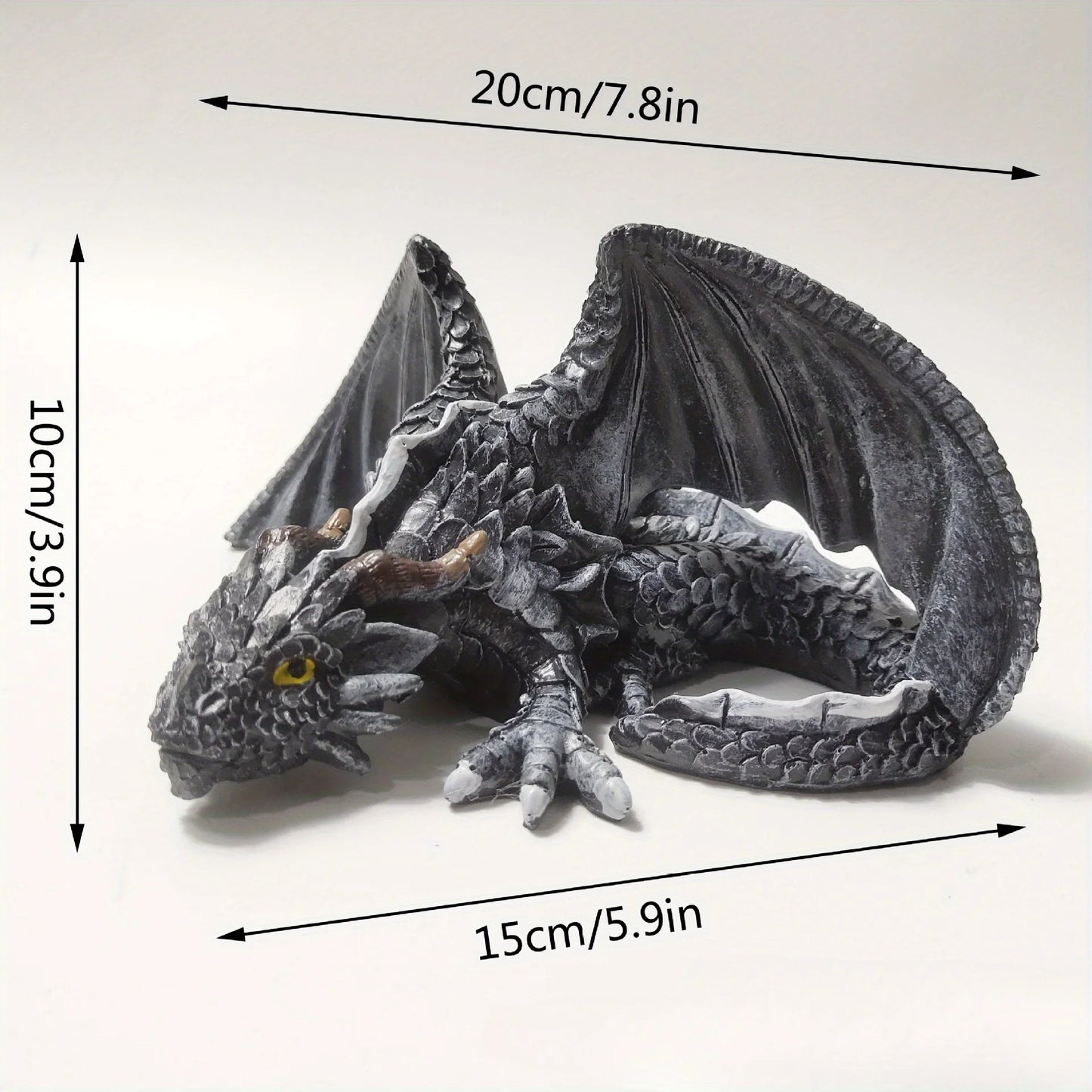 Black Dragon Resin Statue Gothic Dragon Garden Decor